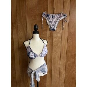 SHENHE Womens 3 Piece Bikini Set Marble Print Halter Triangle Swimsuit XXL 2X